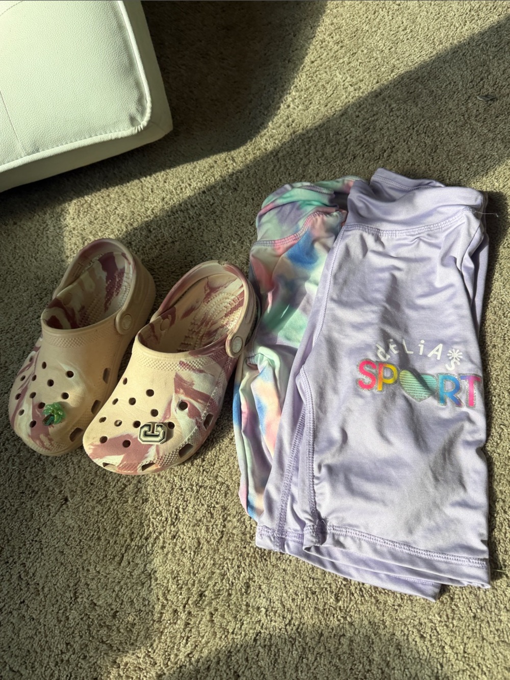Luli & Me Lavender One-Piece with Multicolor SPORT Logo and Pastel Tie-Dye